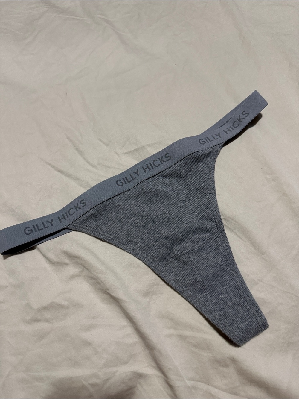 Gilly Hicks Light Grey Ribbed Thong